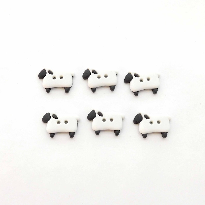 White Sew Thru Sheep Buttons by Dress It Up / Novelty Farm Animal Embellishments Set of SIX image 9