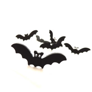 Bat Flatback Buttons by Buttons Galore / Halloween Party Crafts Novelty Embellishment Jewelry Black Spooky Kids Fall Fun Cabochon Supplies