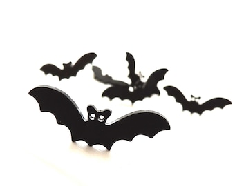 Fledermaus Knöpfe von Buttons Galore: Halloween Verzierungen - Wählen Sie Flach oder Schaft - 6er Set