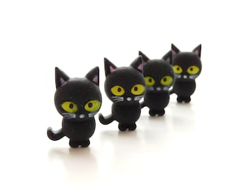 Black Cat Flatback Embellishments: Halloween Decorations, Set of 4