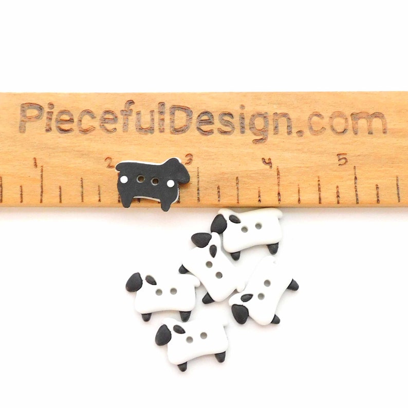 White Sew Thru Sheep Buttons by Dress It Up / Novelty Farm Animal Embellishments Set of SIX image 7