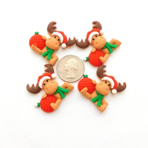 Christmas Moose Flat Back Embellishments by Shelly's Buttons / Flatback Christmas Animal Decorations Set of FOUR image 7