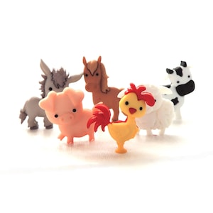 In the Barnyard Buttons by Dress it Up / Jesse James Farm Animal Embellishments  - Set of SIX