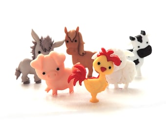 In the Barnyard Buttons by Dress it Up / Jesse James Farm Animal Embellishments  - Set of SIX