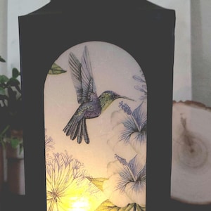 HUMMINGBIRD LANTERN W/TIMER/Hummingbird/Hummingbird Lover/ Hummingbird Gift/Flameless Light/Birthday Gift/Housewarming Gift