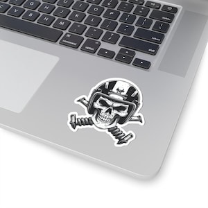 Skull Helmet Stickers - Edgy Motorcycle Decor, Biker Gifts, Laptop Accessories, Cool Stickers for Teens, Grim Reaper Design