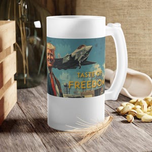Taste of Freedom, Frosted Glass Beer Mug - Festive Holiday Cheers, Unique Gift for Beer Lovers, Party Essential, Collectible Drinkware