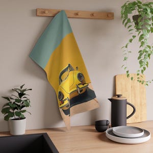Vintage Porsche Car Tea Towels, Retro Kitchen Decor, Gift for Car Lovers, Automotive Themed Towel Set, Colorful Home Accessories