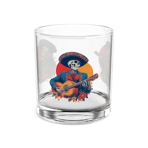 Dia de los Muertos Rocks Glass, 10oz | Colorful Skull Design | Perfect for Parties, Celebrations, Home Bar, Gifts, Collectibles