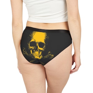 Skull Print Women&#39;s Underwear, Edgy Panties, AOP Briefs, Unique Lingerie, Halloween Costume Underwear