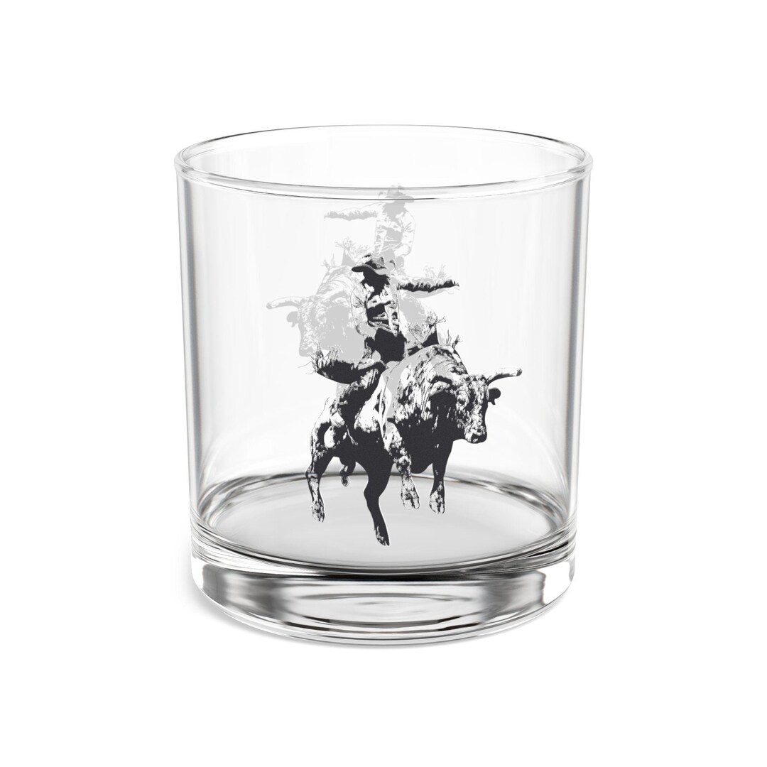 Cowboy Bull Rider Rocks Glass: Western Home Bar Decor - Etsy