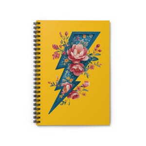 Floral Lightning Spiral Notebook - Creative Journal, Gifts for Her, Academic Planner, Artist Sketchbook, Bullet Journal