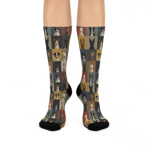 Dog Lover&#39;s Cushioned Crew Socks, Cozy Animal Print Socks, Gifts for Pet Owners, Cute Dog Socks, Fun & Comfy Everyday Wear