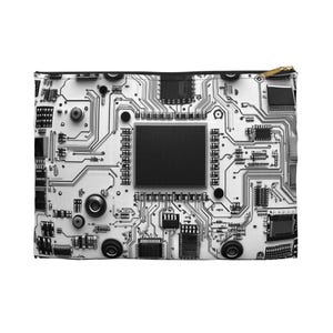 Tech-Inspired Accessory Pouch, Unique Gadget Organizer, Stylish Tech Case, Perfect Gift for Geeks, Electronics Storage