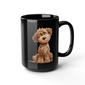 Cute Dog Mug, Coffee Lover Gift for Pet Owners, Funny Animal Cup, 15oz Black Ceramic Mug, Dog Lover's Kitchen Decor