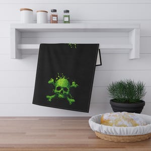 Gothic Skull Tea Towels, Unique Kitchen Decor, Edgy Home Accessories, Halloween Gift, Spooky Party Supplies