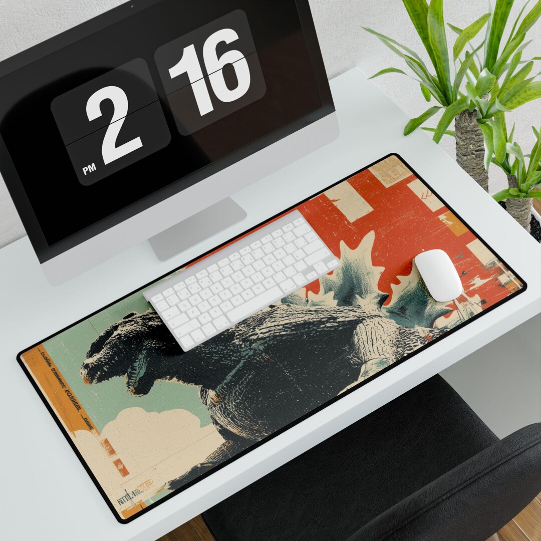 Vintage Godzilla Desk Mat | Game Room Accessories, Office Decor, Gamer ...