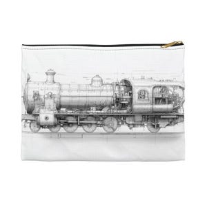 Train Schematic Accessory Pouch, Unique Gadget Organizer, Stylish Tech Case, Perfect Gift for Geeks, Electronics Storage