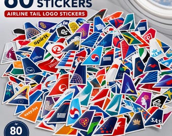 80 Airline Tail Logo Vinyl Stickers, Aviation Enthusiast Decals
