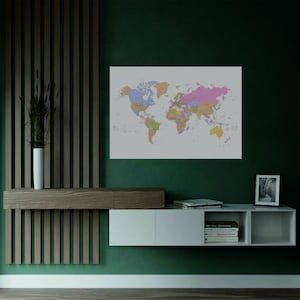Detailed World Map Poster: Satin Finish, Travel Decor