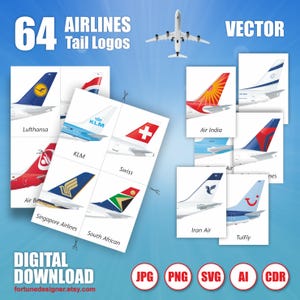Airline Tail Logos Flashcards: Aviation Learning Cards (Digital Download)