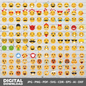 132 Emoji Stickers SVG Pack, Emoji Bundle, Sublimation, Funny Emoji, Emoji Icons, Discord Emoji, Emoji CDR, World Emoji Day, Emoji Face
