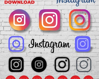 Instagram Logo SVG: Social Media Icon Bundle, Insta PDF, PNG, Eps, Jpeg (Digital Download)