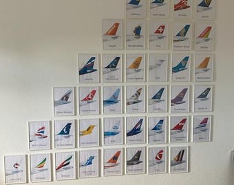 航空会社の尾翼ロゴフラッシュカード：航空学習カード（デジタル