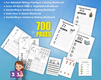 Preschool Learning Bundle: 700 Pages of Alphabet & Number Tracing (Digital Download)