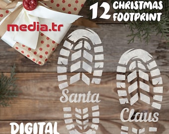 Santa Claus Footprint Set, Printable Santas, Christmas Footprints Stencils, Santa Boot Prints, Holiday