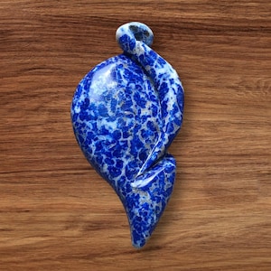 Handmade Lapis Lazuli Speckled Blue Flame Pendant | Deep Blue Gemstone Necklace | Symbol of Growth & Protection | From Afghanistan.