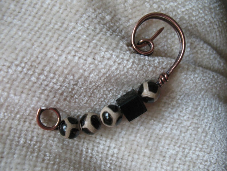 Closure for Your Knits Black and Tan Copper Scarf Pin Crochets and Weaves Shawl Pin Sweater Pin Hat Pin