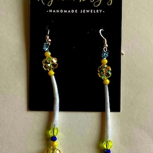 Native beaded Dentalium earrings: (Yellow)