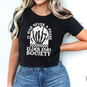 Elder Emo Society Shirt – It Was Never a Phase Tee | Funny Millennial Emo T-Shirt, Alt Nostalgia, Pop Punk Scene Kid Merch