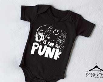 P is for Punk Baby Onesie: Emo Alternative Infant Outfit