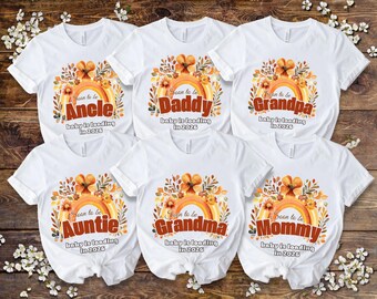 Rainbow Baby announcement matching family t-shirt, promoted to Grandparents Shirts, soon to be grandma mommy daddy auntie uncle 2026 Shirt