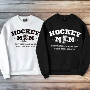 Proud hockey mom sweatshirt, Hockey player&#39;s mom sweatshirt, funny hockey mama sweater, cozy Gift for Sports Moms, Hockey Player Gifts