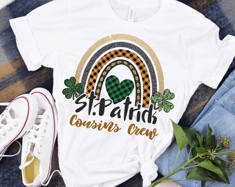 St Patrick Cousins crew shirts, Lucky Cousin Crew Tee, Shamrock Kid's, Irish Cousin Shirt, Lucky Cousin Crew rainbow T-Shirt, rainbow shirt
