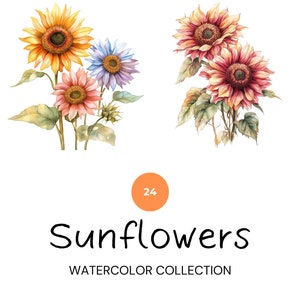 Sonnenblumen Clipart, Hochzeit Clipart, Aquarell Sonnenblumen Clipart, Wildblumen, Hochzeitskarten, PNG, Sonnenblumen Clip Art, Sonnenblumen Blumen