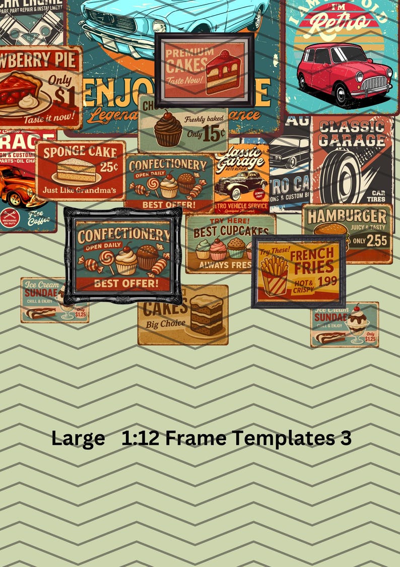 DIY Miniature Signage. 20 Retro Signage 1 to 12 and 1 To24 Scale. 5 ...