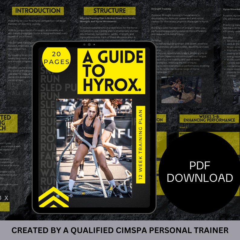 Hyrox Training Plan 12 Week Program Digital Download Etsy