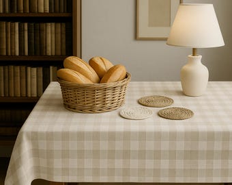 Nappe en coton, Nappe Vichy, Nappe personnalisée, Nappe ovale, Cadeau fait main, Nappe de ferme, 9 couleurs différentes