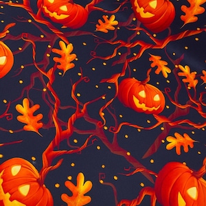 Halloween Kürbis Tischdecke – individuelle Größe und Form | Waschbar bedruckte Polyester Tischdecke für Party, Event und Home Decor