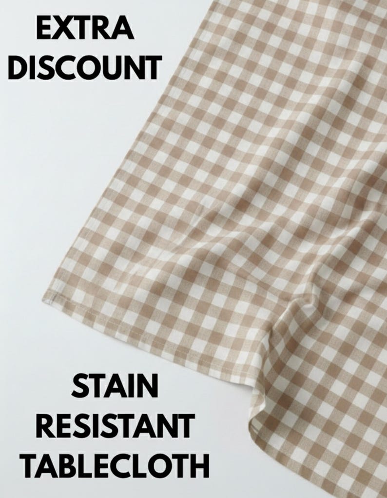 Cotton Tablecloth, Gingham Tablecloth, Custom Tablecloth, Oval Tablecloth, Handmade Gift, Farmhouse Tablecloth, 9 Different Colors image 2