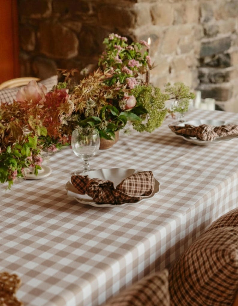 Cotton Tablecloth, Gingham Tablecloth, Custom Tablecloth, Oval Tablecloth, Handmade Gift, Farmhouse Tablecloth, 9 Different Colors image 8