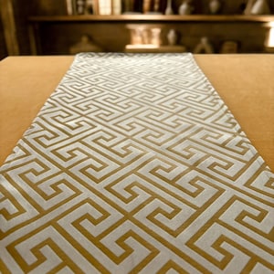 Custom Table Runner, Greek Key Pattern, Velvet Table Runner, Long Table Runner,Modern Table Runner,Wedding Table Runner, 23 Different Colors