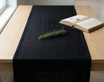 Linen Table Runner, Many Size and Color Options, Home Decor Ideas, Wedding Table Runner, Rustic Table Runner, Black Table Runner