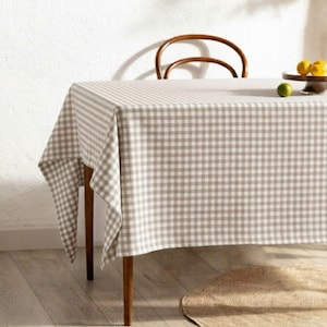 Cotton Tablecloth, Gingham Tablecloth, Custom Tablecloth, Oval Tablecloth, Handmade Gift, Farmhouse Tablecloth, 9 Different Colors