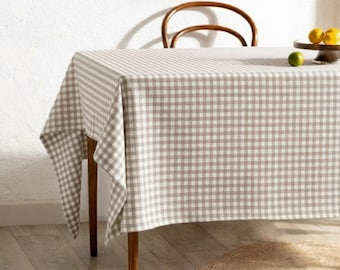 Cotton Tablecloth, Gingham Tablecloth, Custom Tablecloth, Oval Tablecloth, Handmade Gift, Farmhouse Tablecloth, 9 Different Colors