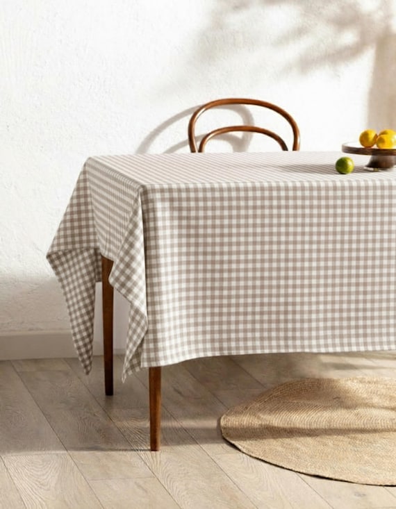 Cotton Tablecloth, Gingham Tablecloth, Custom Tablecloth, Oval Tablecloth, Handmade Gift, Farmhouse Tablecloth, 9 Different Colors